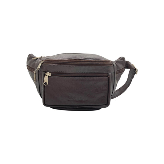 Classic Leather Belt Bag with Three Zippers – Sling Bag for Men & Women ,Belt pouch, Leather Waist Bag  # 2072