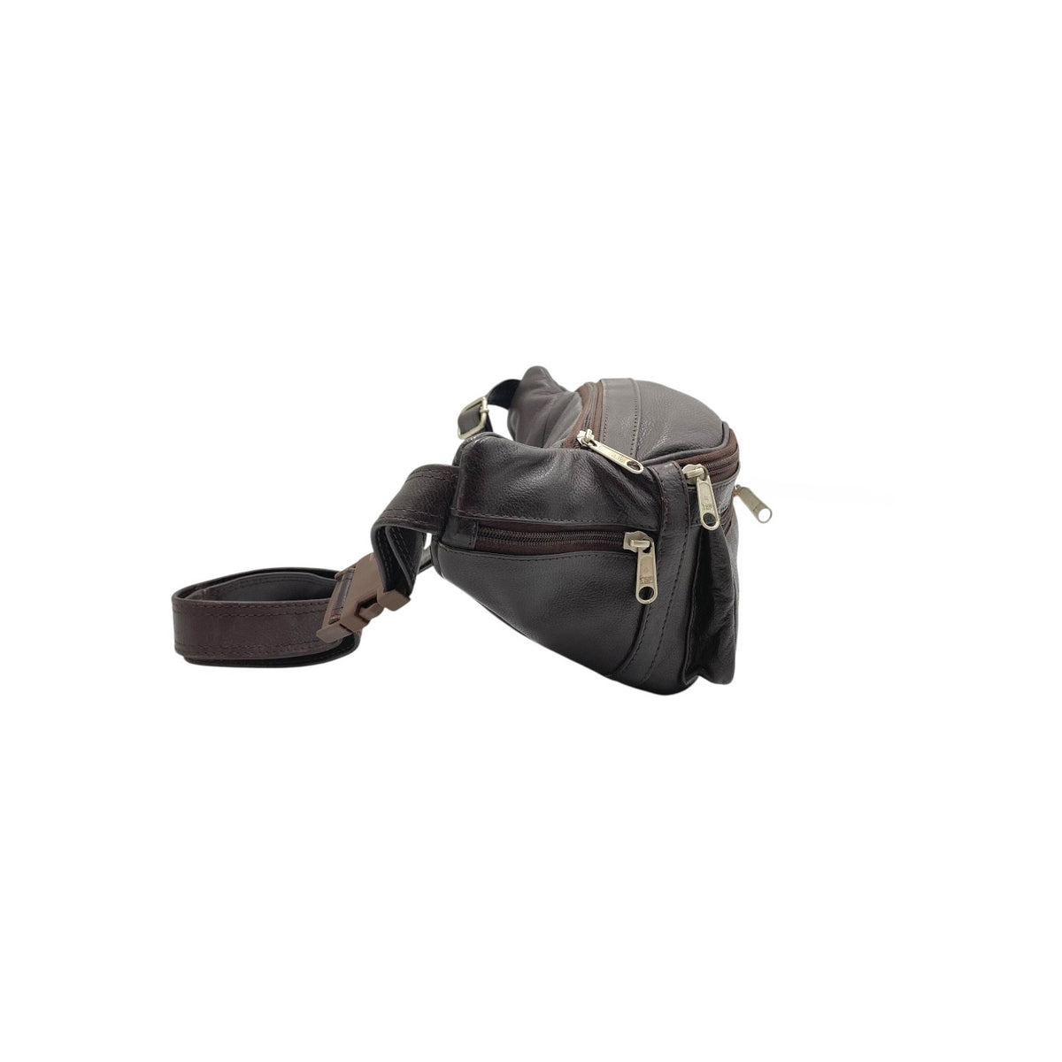 Classic Leather Belt Bag with Three Zippers – Sling Bag for Men & Women ,Belt pouch, Leather Waist Bag  # 2072