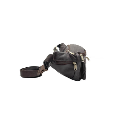 Classic Leather Belt Bag with Three Zippers – Sling Bag for Men & Women ,Belt pouch, Leather Waist Bag  # 2072