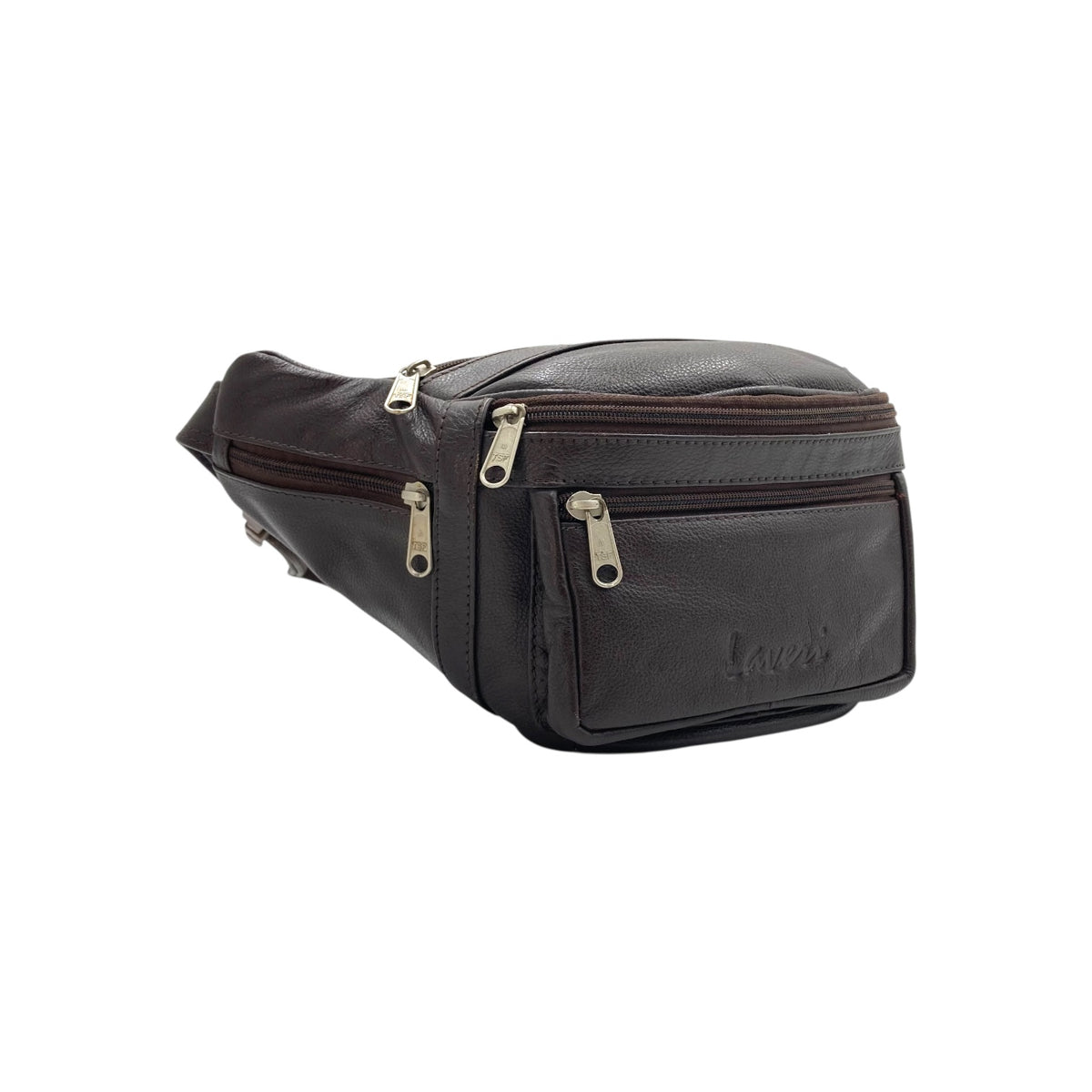 Classic Leather Belt Bag with Three Zippers – Sling Bag for Men & Women ,Belt pouch, Leather Waist Bag  # 2072
