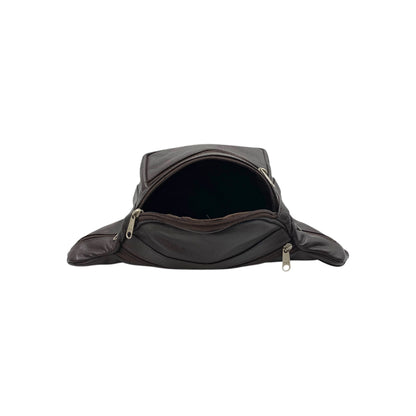 Classic Leather Belt Bag with Three Zippers – Sling Bag for Men & Women ,Belt pouch, Leather Waist Bag  # 2072