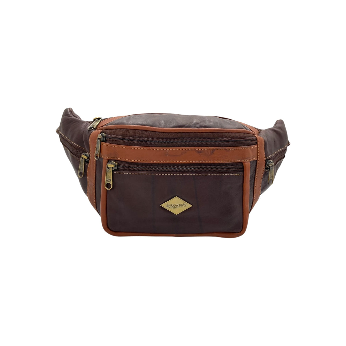 Classic Leather Belt Bag with Three Zippers – Sling Bag for Men & Women ,Belt pouch, Leather Waist Bag  # 2072