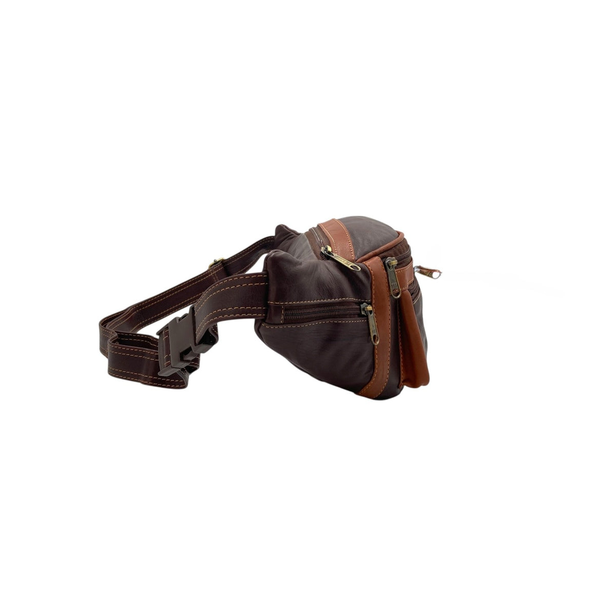 Classic Leather Belt Bag with Three Zippers – Sling Bag for Men & Women ,Belt pouch, Leather Waist Bag  # 2072