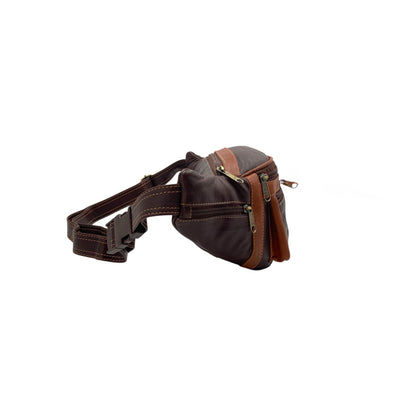 Classic Leather Belt Bag with Three Zippers – Sling Bag for Men & Women ,Belt pouch, Leather Waist Bag  # 2072