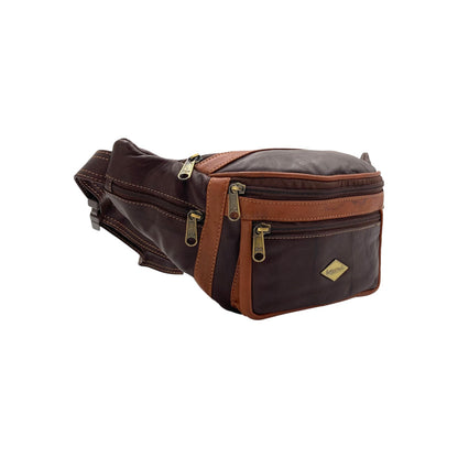 Classic Leather Belt Bag with Three Zippers – Sling Bag for Men & Women ,Belt pouch, Leather Waist Bag  # 2072