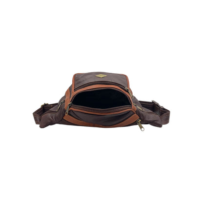 Classic Leather Belt Bag with Three Zippers – Sling Bag for Men & Women ,Belt pouch, Leather Waist Bag  # 2072