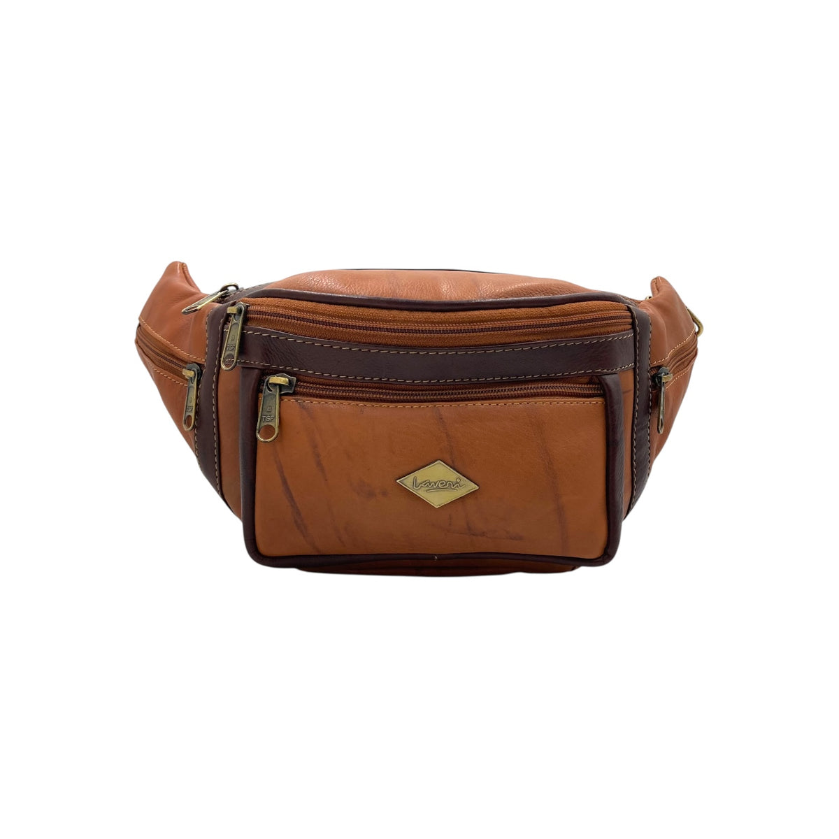 Classic Leather Belt Bag with Three Zippers – Sling Bag for Men & Women ,Belt pouch, Leather Waist Bag  # 2072