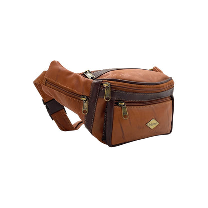 Classic Leather Belt Bag with Three Zippers – Sling Bag for Men & Women ,Belt pouch, Leather Waist Bag  # 2072