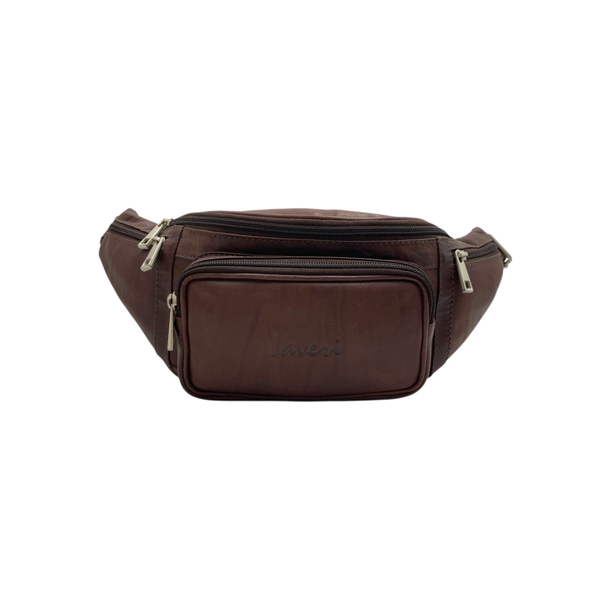 Classic Leather Belt Bag with Three Zippers – Sling Bag for Men & Women ,Belt pouch, Leather Waist Bag  # 2178A