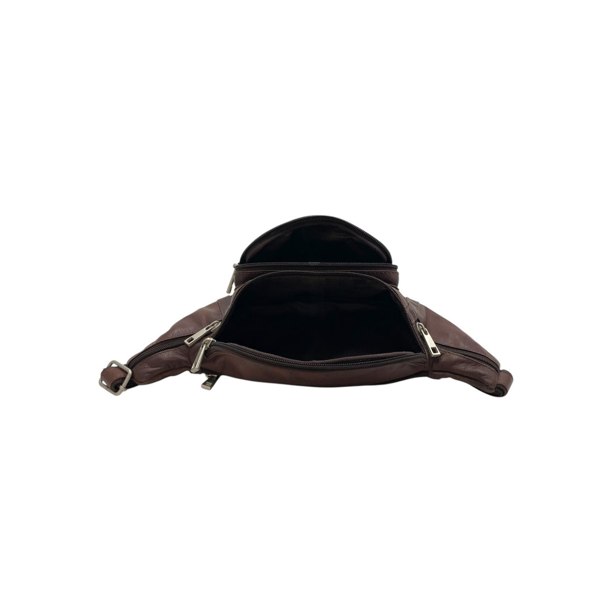 Classic Leather Belt Bag with Three Zippers – Sling Bag for Men & Women ,Belt pouch, Leather Waist Bag  # 2178A