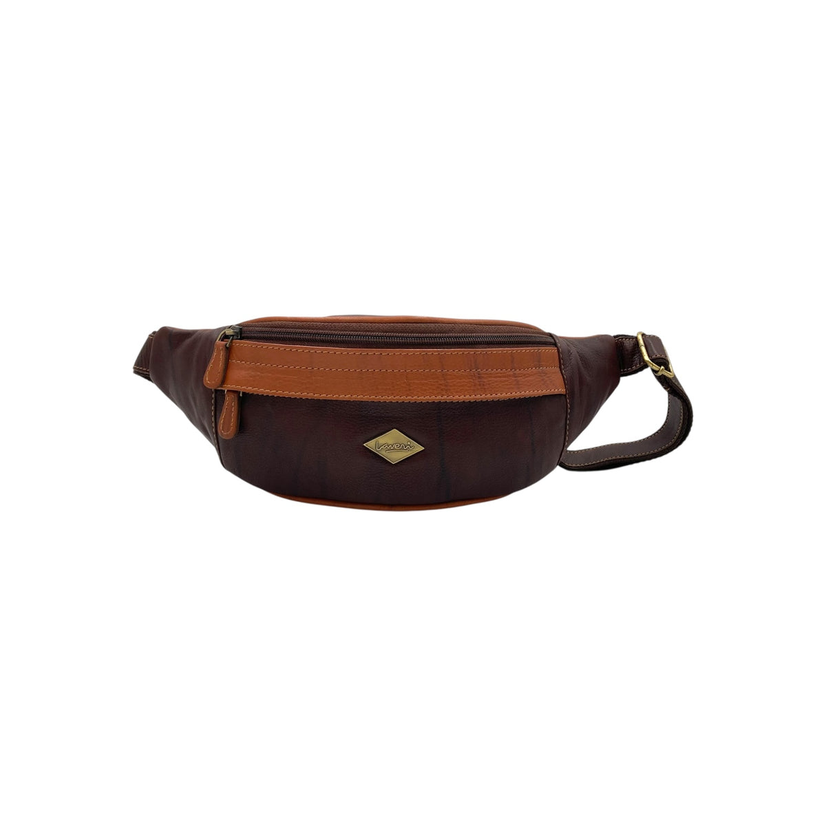Classic Leather Belt Bag with Three Zippers – Sling Bag for Men & Women ,Belt pouch, Leather Waist Bag  # 2179