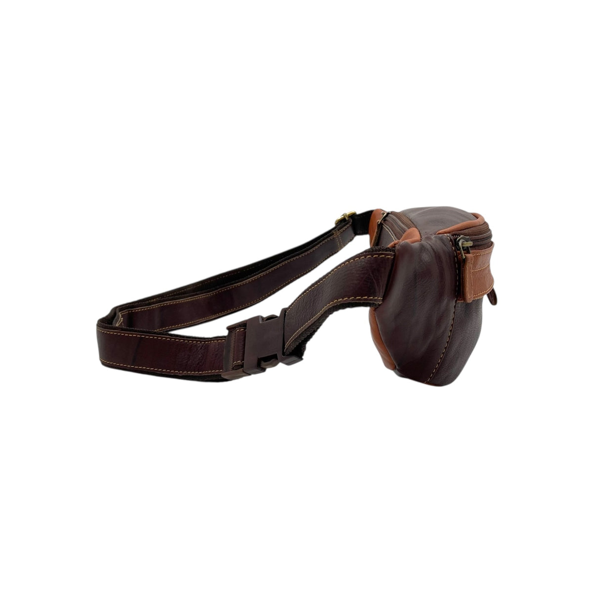 Classic Leather Belt Bag with Three Zippers – Sling Bag for Men & Women ,Belt pouch, Leather Waist Bag  # 2179