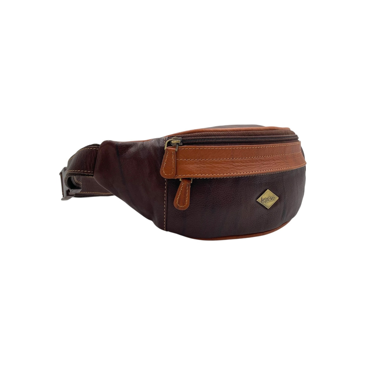Classic Leather Belt Bag with Three Zippers – Sling Bag for Men & Women ,Belt pouch, Leather Waist Bag  # 2179