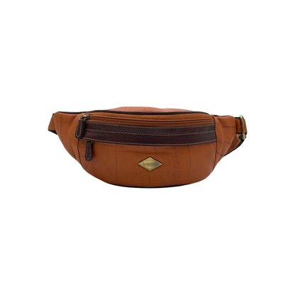 Classic Leather Belt Bag with Three Zippers – Sling Bag for Men & Women ,Belt pouch, Leather Waist Bag  # 2179