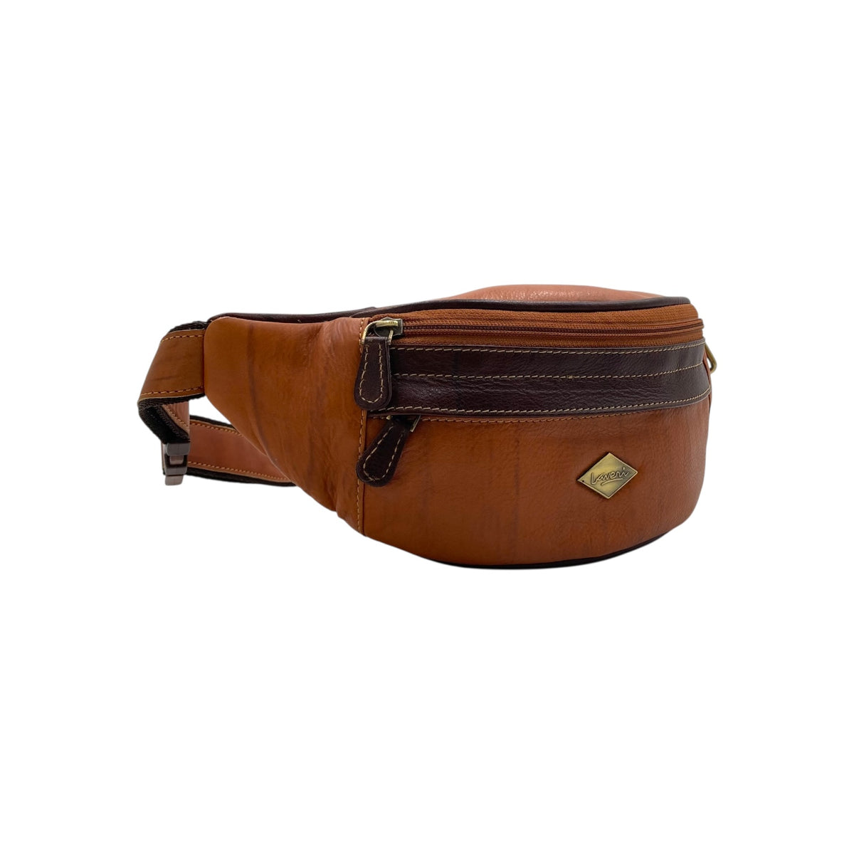Classic Leather Belt Bag with Three Zippers – Sling Bag for Men & Women ,Belt pouch, Leather Waist Bag  # 2179