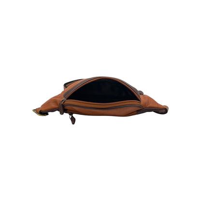 Classic Leather Belt Bag with Three Zippers – Sling Bag for Men & Women ,Belt pouch, Leather Waist Bag  # 2179