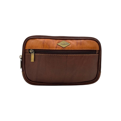 Classic Leather Belt Bag with Three Zippers – Sling Bag for Men & Women ,Belt pouch, Leather Waist Bag  # 2295