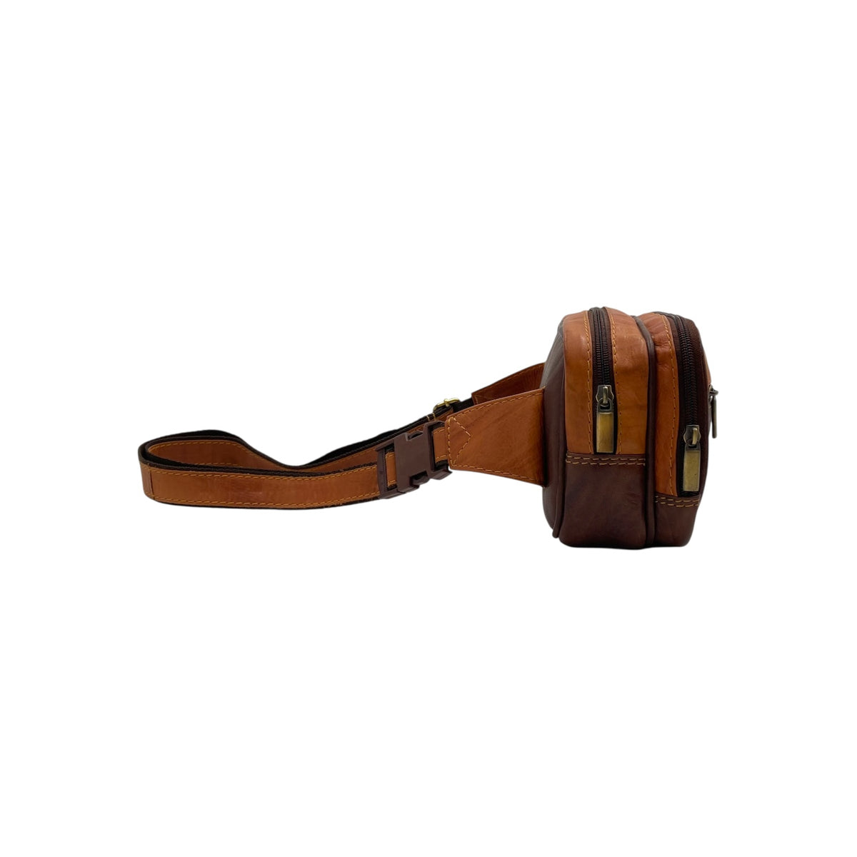 Classic Leather Belt Bag with Three Zippers – Sling Bag for Men & Women ,Belt pouch, Leather Waist Bag  # 2295