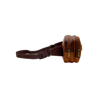 Classic Leather Belt Bag with Three Zippers – Sling Bag for Men & Women ,Belt pouch, Leather Waist Bag  # 2295