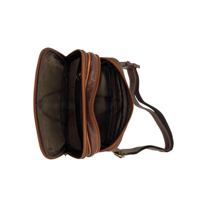 Classic Leather Belt Bag with Three Zippers – Sling Bag for Men & Women ,Belt pouch, Leather Waist Bag  # 2295