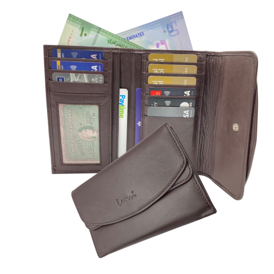 Women's Multi-Color Leather Wallet 11 Cards & Coins Wallet # 818