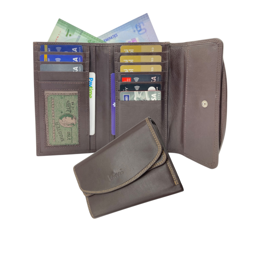 Women's Multi-Color Leather Wallet 11 Cards & Coins Wallet # 818