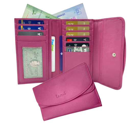 Women's Multi-Color Leather Wallet 11 Cards & Coins Wallet # 818
