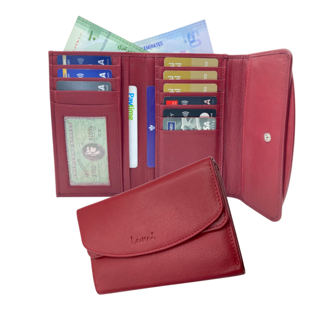 Women's Multi-Color Leather Wallet 11 Cards & Coins Wallet # 818