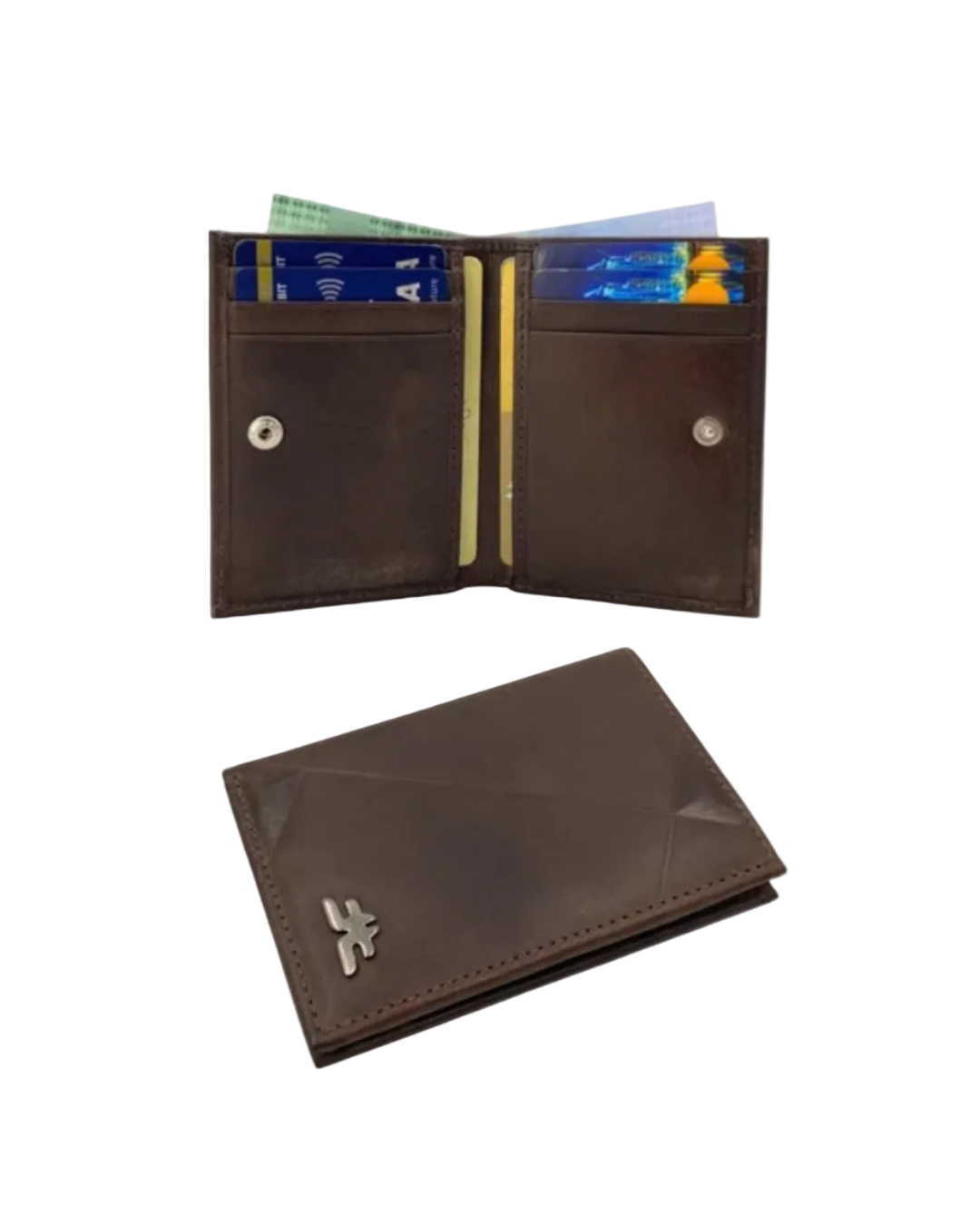 Slim Bifold Inside Button Card & Cash Wallet # RFID 1977L