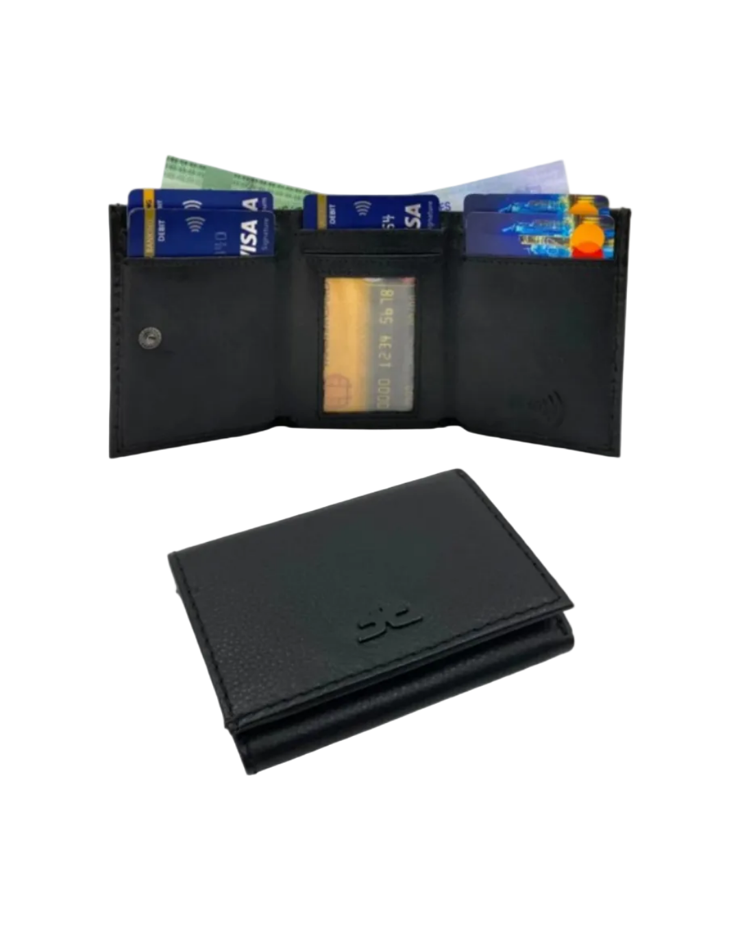 RFID Compact Trifold Cards & Cash Wallet #  1891 Button