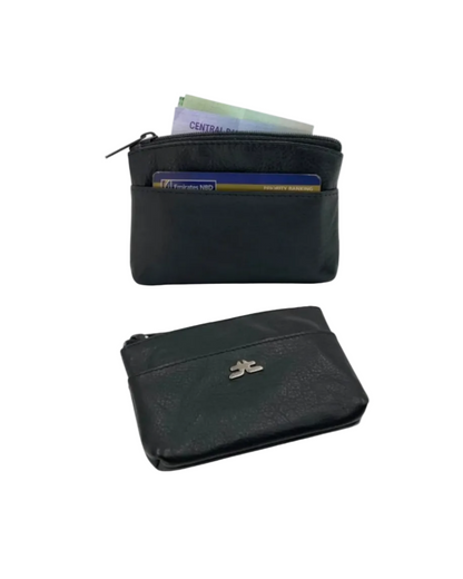 Slim Travel Top Zipper Cards, Cash, Coins & Key Wallet RFID # 1372A