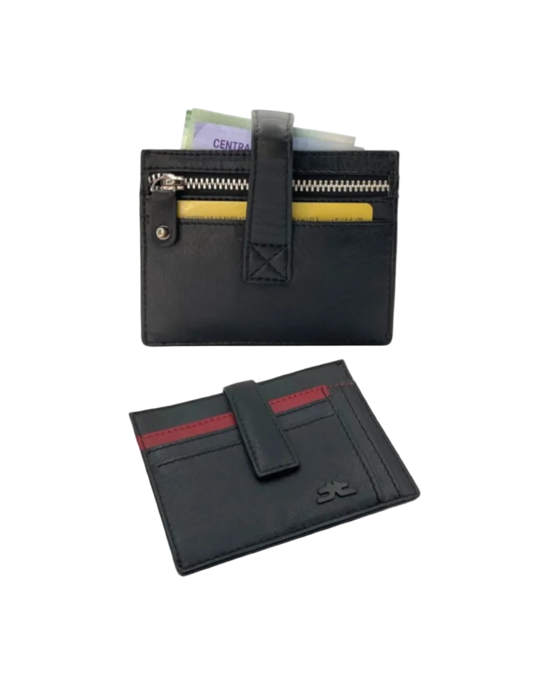Slim Loop Lock Cards, Cash & Coins Holder Genuine Leather RFID # 4505NL