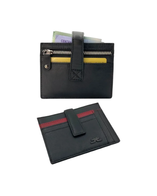 Slim Loop Lock Cards, Cash & Coins Holder Genuine Leather RFID # 4505NL