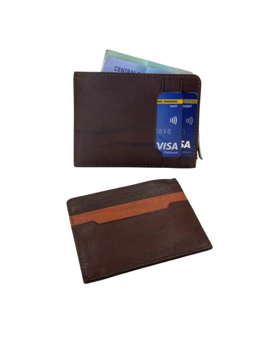 Slim Top Zipper Cards Holder Genuine Leather RFID # 4502