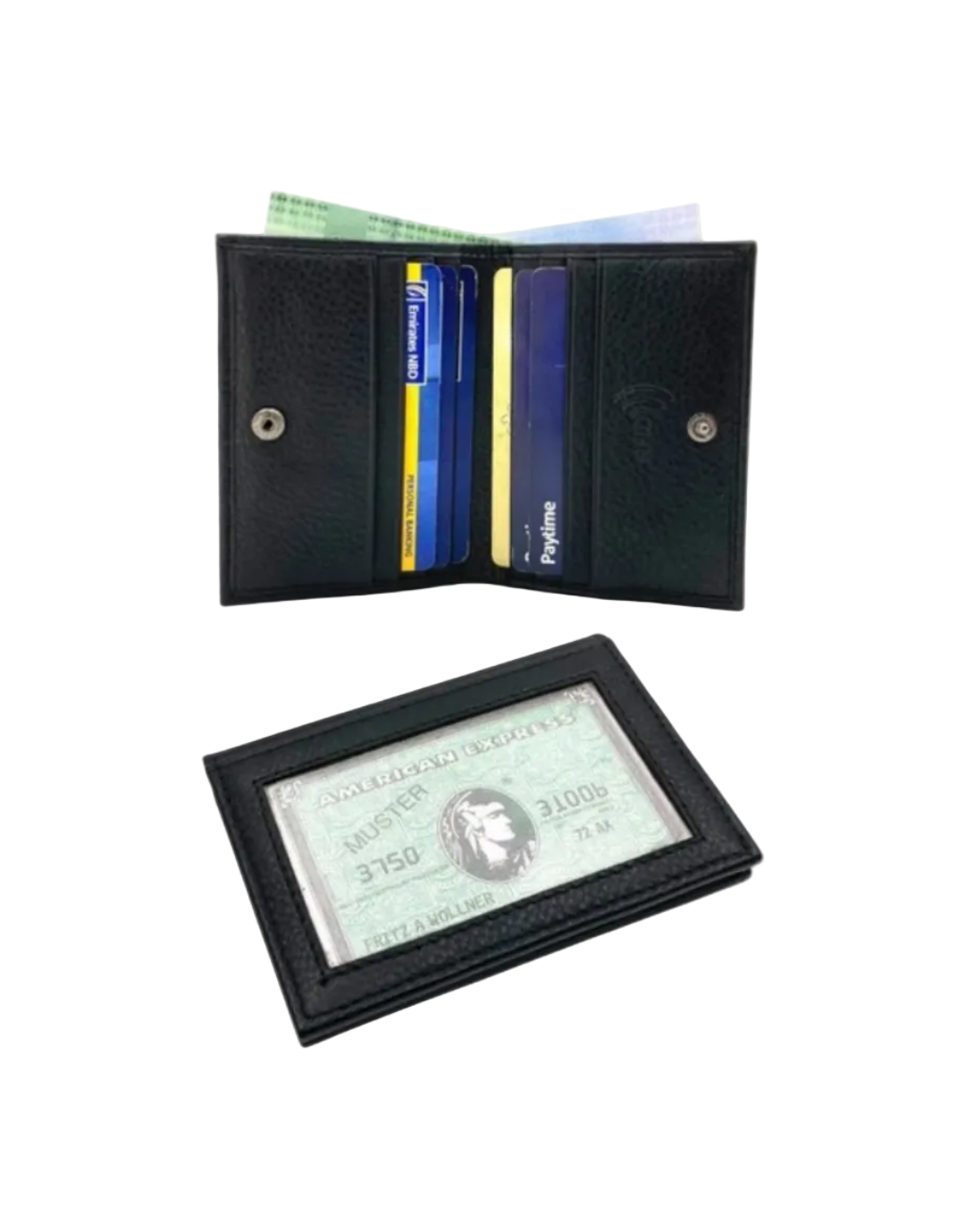 Slim Photo-ID Bifold Snap Button Cards & Cash Wallet # RFID 1274AML
