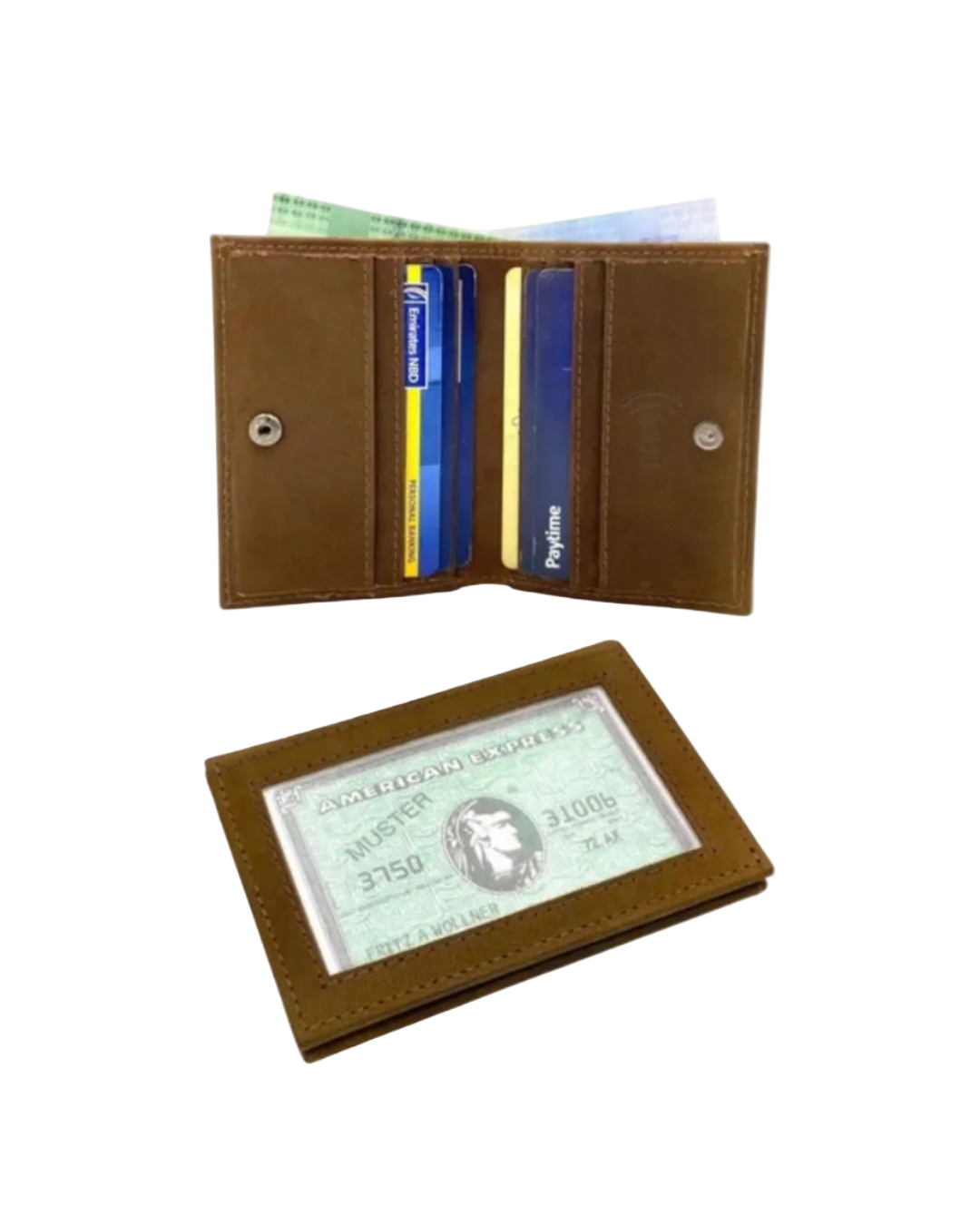Slim Photo-ID Bifold Snap Button Cards & Cash Wallet # RFID 1274AML