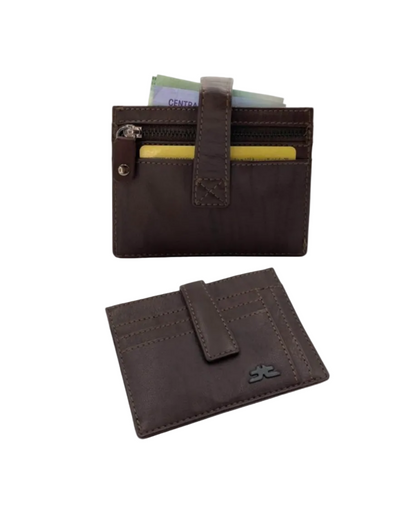 Slim Loop Lock Cards, Cash & Coins Holder Genuine Leather RFID # 4505NL