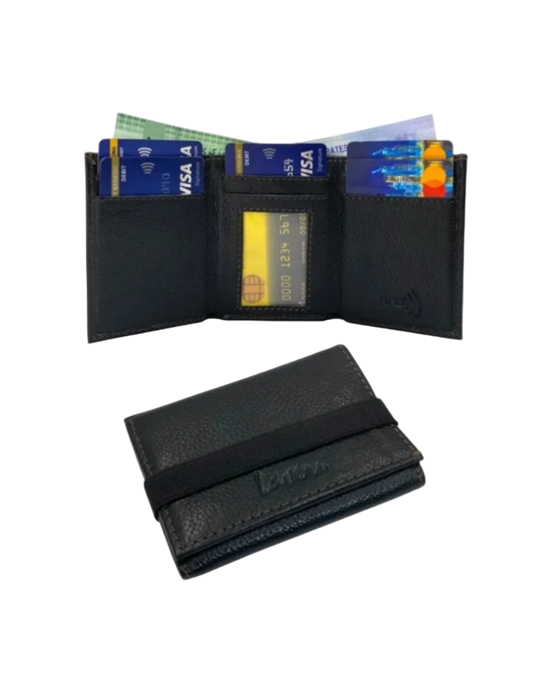RFID Compact Trifold Cards & Cash Wallet #  1891 Elastic