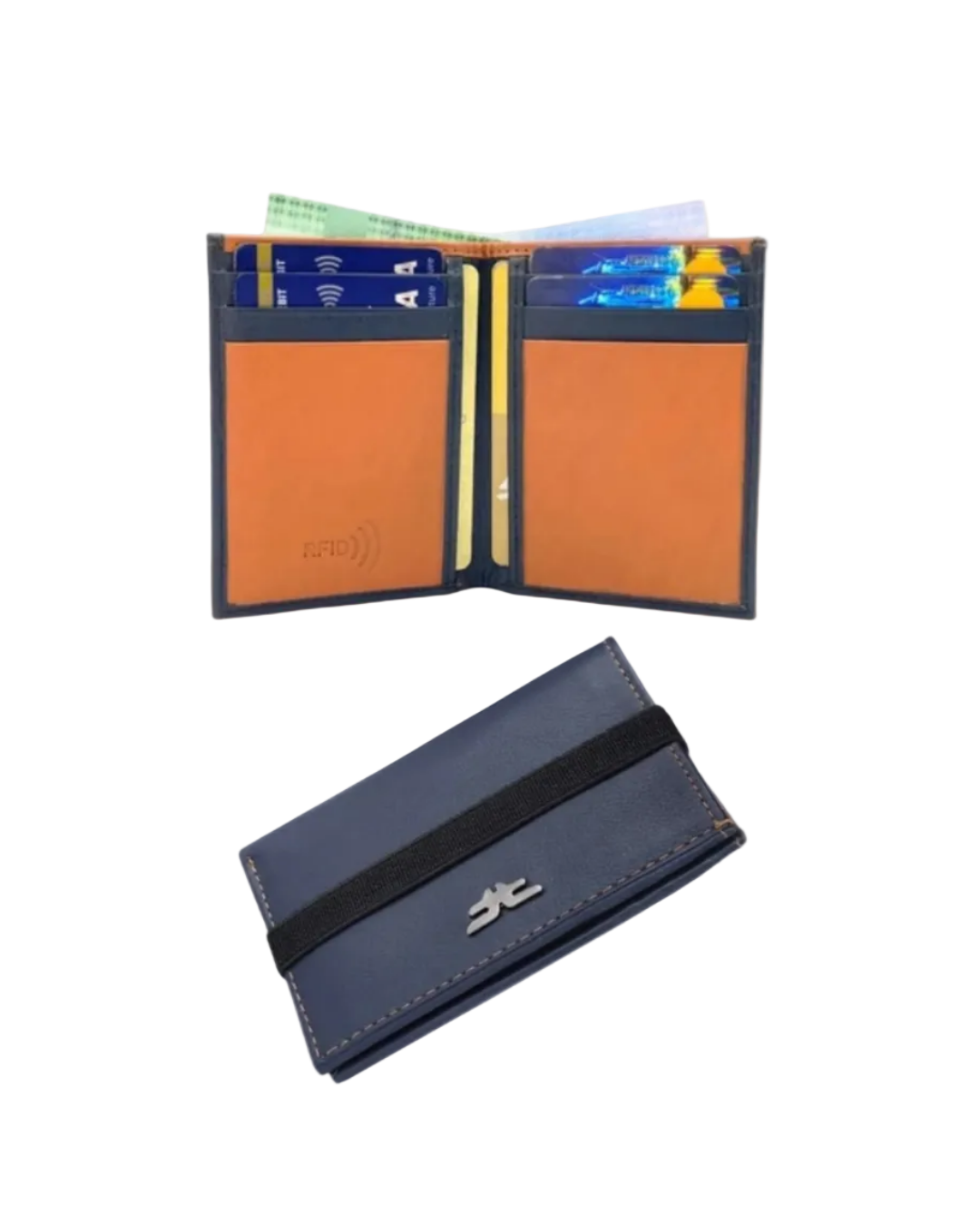 Slim Bifold Inside Button Card & Cash Wallet # RFID 1977EL