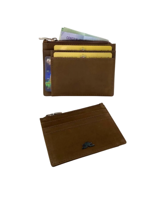 Slim Loop Lock Cards, Cash & Coins Holder Genuine Leather RFID # 4505