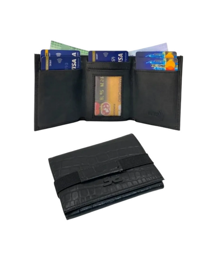 RFID Compact Trifold Cards & Cash Wallet #  1891 Elastic